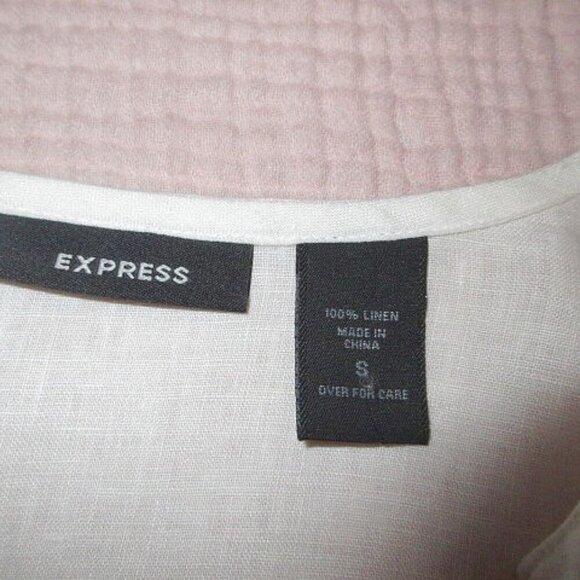 Express Women's 100% Linen Top Size S Embroidered Flared Sleeve Oversized Tunic - Picture 8 of 12